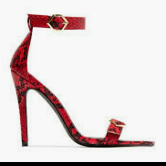 Red/Black Snakeskin Heels - Picture 4 of 8